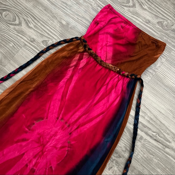 Soft Tye Dye Strapless Belted Maxi Dress - Picture 5 of 8